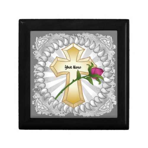 Rose flower Christian Cross Gift Box