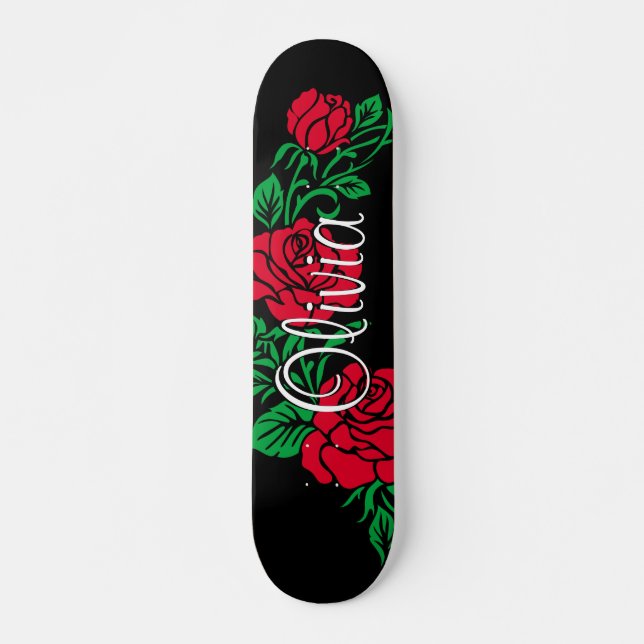 Rose flower design skateboard (Front)