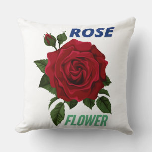 ROSE FLOWER DESIGN THROW PILLOW