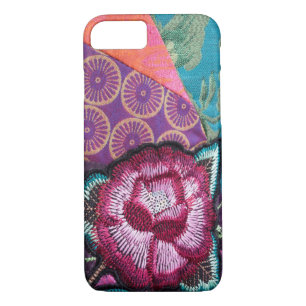 Rose flower embroidered look colorful boho iPhone 8/7 case