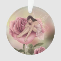 Rose Flower Fairy Round Ornament