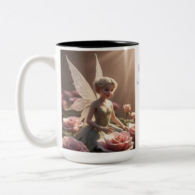 Rose Flower Fairy  Two-Tone Coffee Mug (Left)