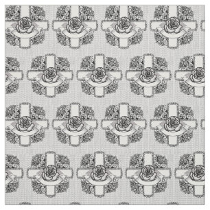 Rose flower Filigree Christian Cross Fabric