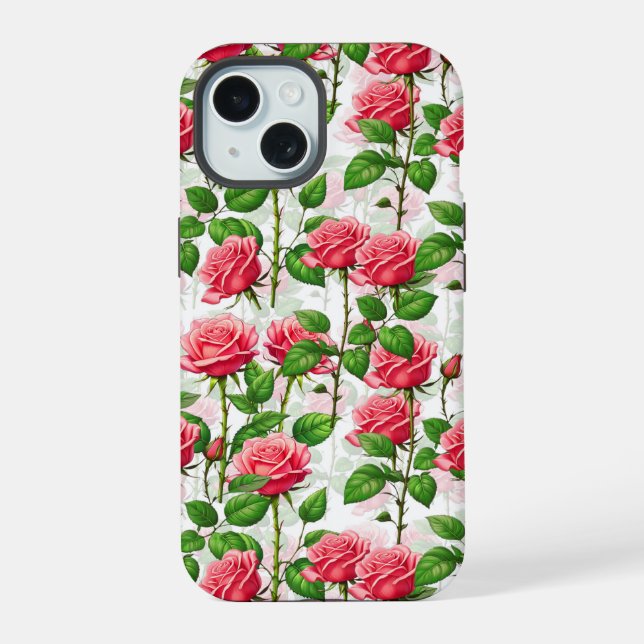 Rose Flower Floral Foliage Pattern  Iphone Case (Back)