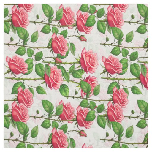 Rose Flower Floral Foliage Pattern Textile Fabric