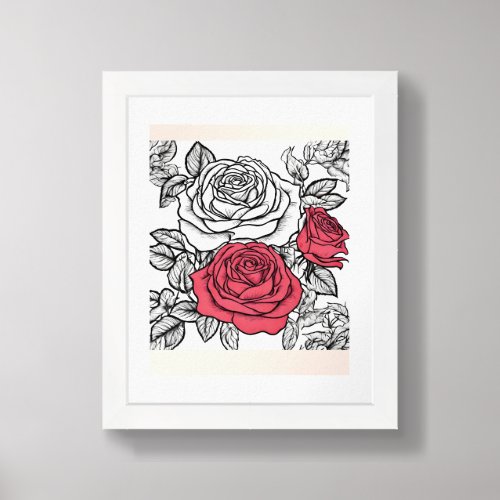 rose flower framed art