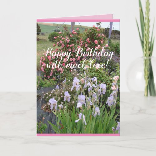 Rose Flower Garden floral Happy Birthday Card