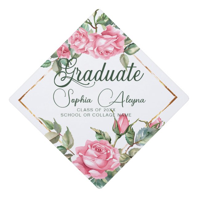 Rose Flower Garden Graduation Cap Topper (Front)
