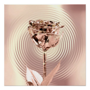 Rose Flower Gold Blush Copper Metallic Silk Circle Poster