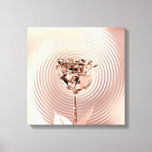 Rose Flower Gold Blush Copper Metallic Silk Luxury Canvas Print