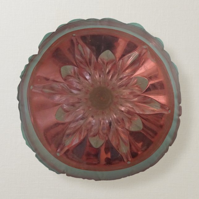 Rosé Flower Green Round Pillow (Front)