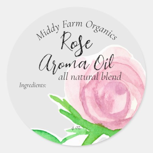 Rose Flower Herb Essential Oil Product Label