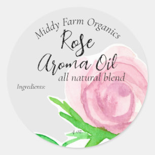 Rose Flower Herb Essential Oil Product Label