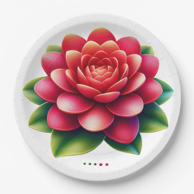 Rose flower image  paper plates (Front)