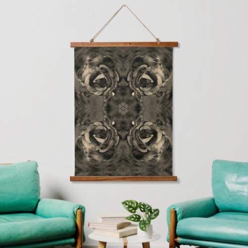 Rose Flower In Bloom Abstract Art Sepia Hanging Tapestry