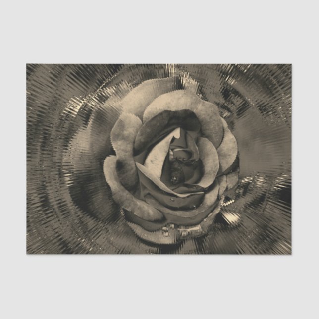 Rose Flower In Bloom Abstract Sepia Decoupage Tissue Paper (Front)