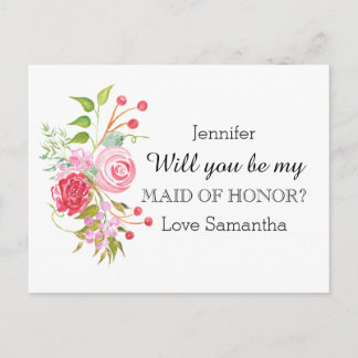 Rose flower mix | Maid of Honor Invitation Postcard