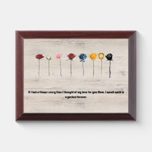 Rose flower mothers day gift for love award plaque
