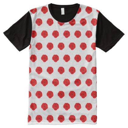 Rose flower on All-Over Printed Panel T-Shirt