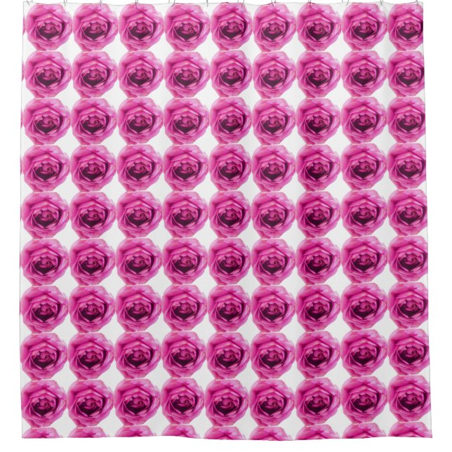 Rose Flower Pattern Shower Curtain (Front)