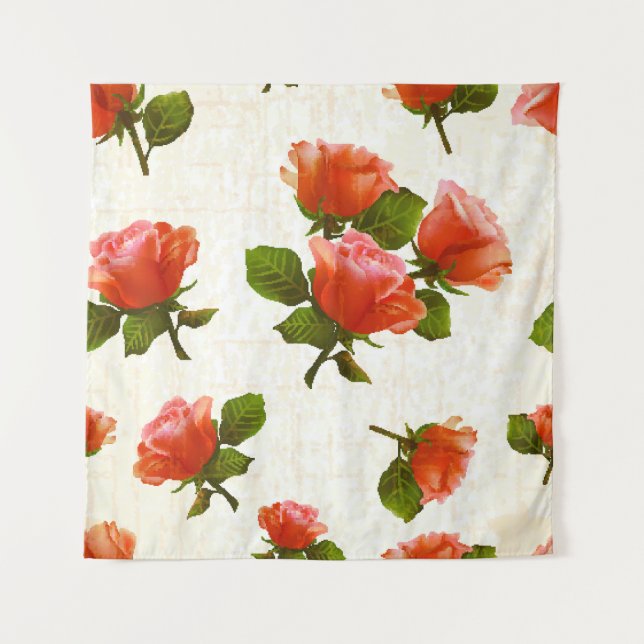 Rose flower pattern, vintage background. tapestry (Front)