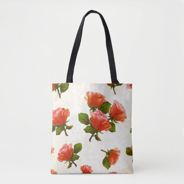 Rose flower pattern, vintage background. tote bag (Front)