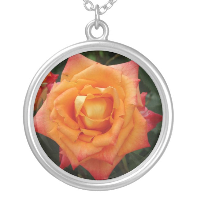Rose  Flower Photo Round Necklace (Front)