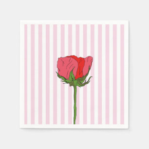 Rose Flower Pink Stripe Napkins