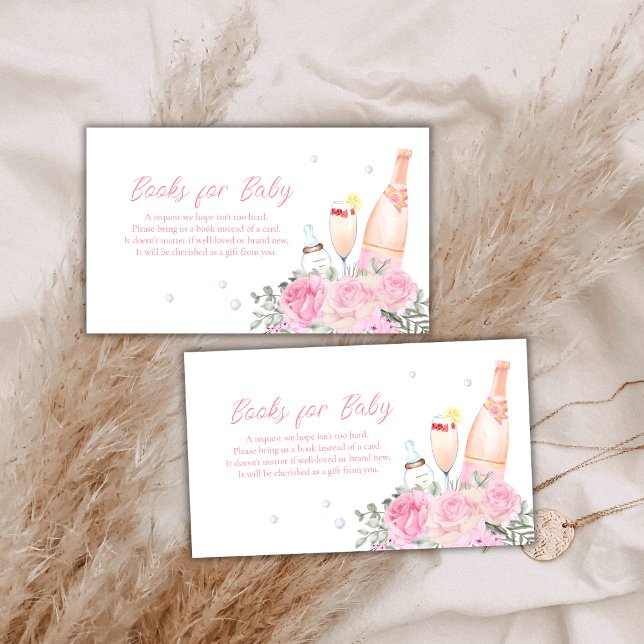 Rose Flower Poppin Champagne Books For Baby Shower Enclosure Card (Rose Flower Poppin Champagne Books For Baby Shower Enclosure Card)