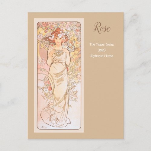 Rose Flower Series Alphonse Mucha Postcard