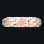 Rose Flower Skateboard<br><div class="desc">Rose flower print on white skateboard.</div>
