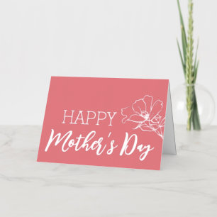 Rose Flower Sketch Happy Mother’s Day Real Silver Foil Holiday Card