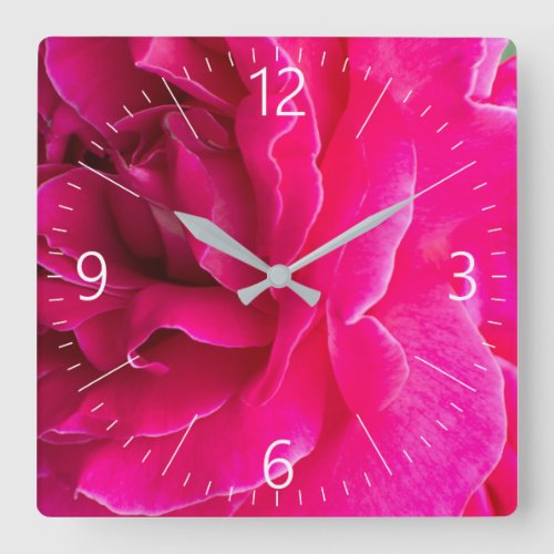 Rose flower square wall clock