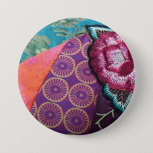 Rose flower tapestry button