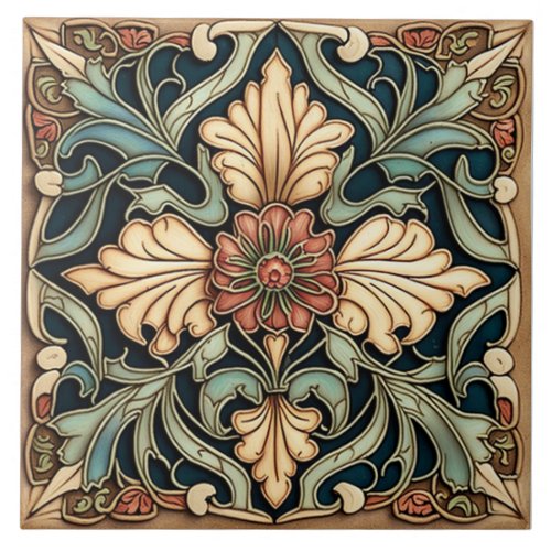 Rose Flower Tile Vintage art nouveau style Ceramic Tile