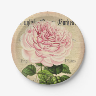 Rose flower vintage feminine floral paper plates