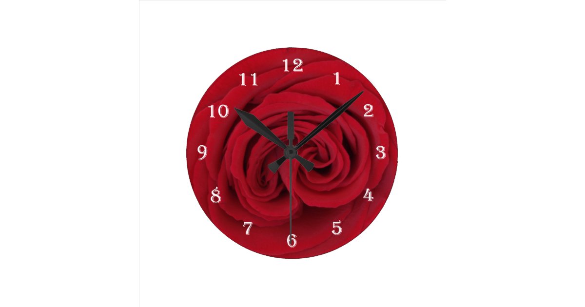 Rose Flower Wall Clock -- Red Rose | Zazzle.com