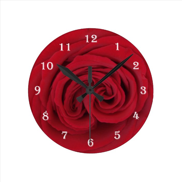 Rose Flower Wall Clock -- Red Rose | Zazzle.com