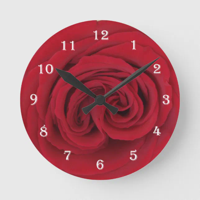 Rose Flower Wall Clock -- Red Rose | Zazzle