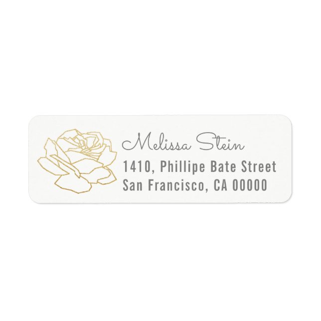 rose flower white return address label with name (Front)