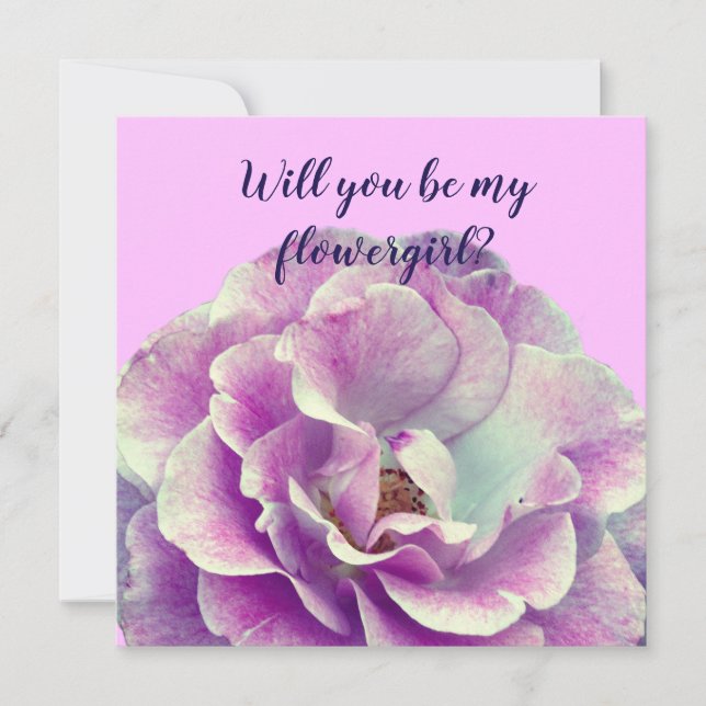 Rose Flower,  Will you be my flowergirl Thank You Card (Front)