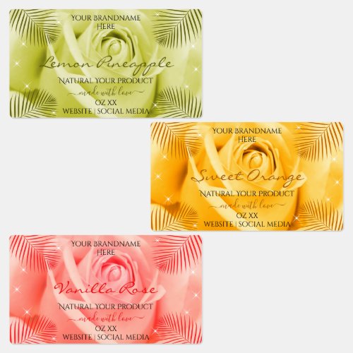 Rose Flower Yellow Orange and Pink Product Labels