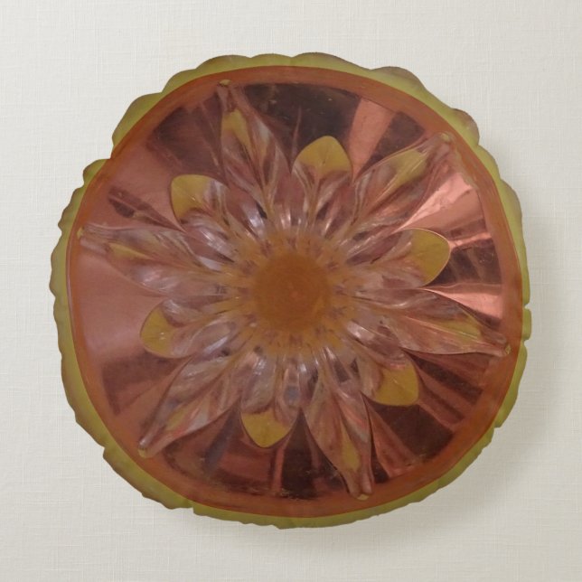 Rosé Flower Yellow Round Pillow (Front)