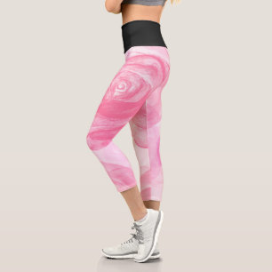 Rose Flowers And Black Capri Leggings