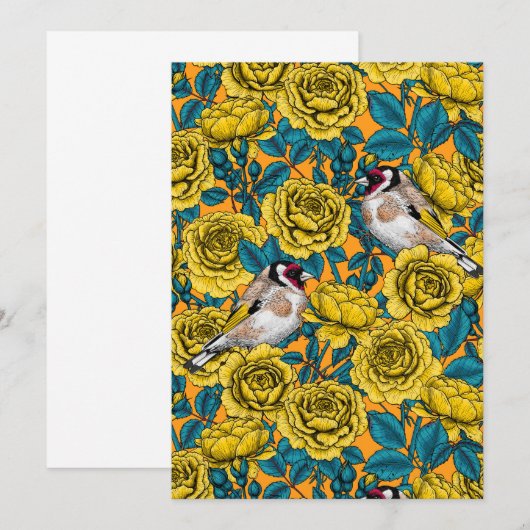 Rose flowers and goldfinch birds (Front/Back)
