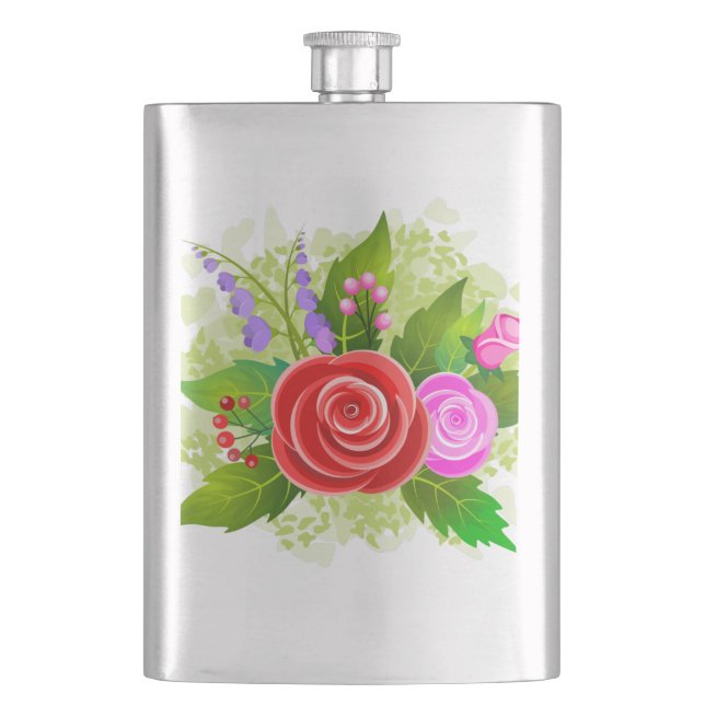 Rose Flowers Banquet Design-25310 Flask (Front)