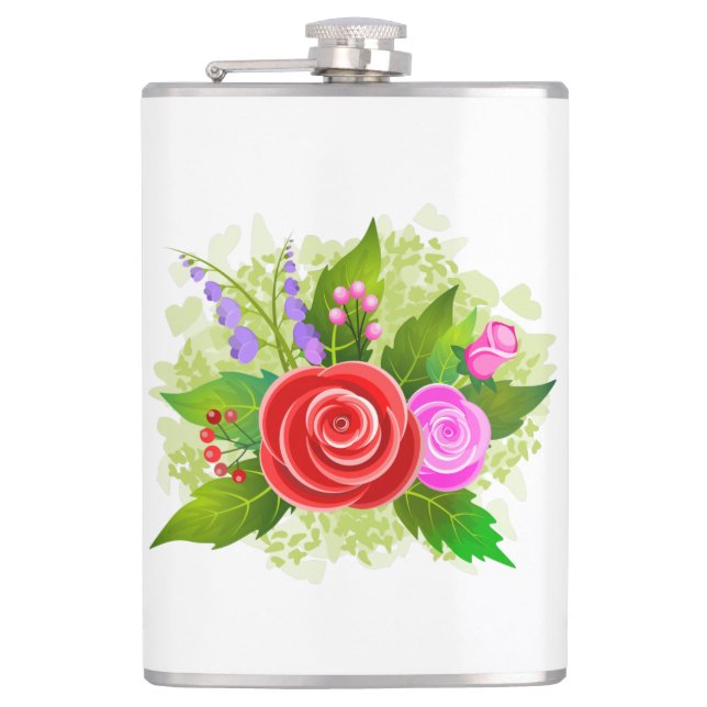 Rose Flowers Banquet Design-25310 Flask (Front)