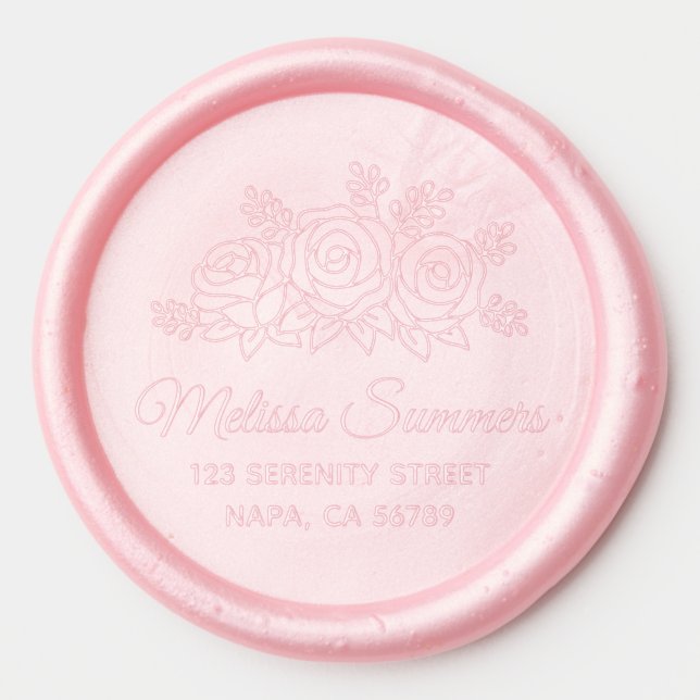 Rose Flowers Bouquet Address Wax Seal Sticker (Front)
