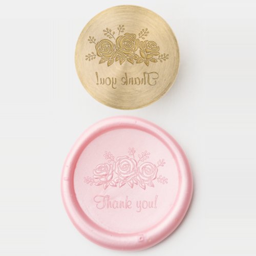 Rose Flowers Bouquet Thank You Wax Seal Stamp