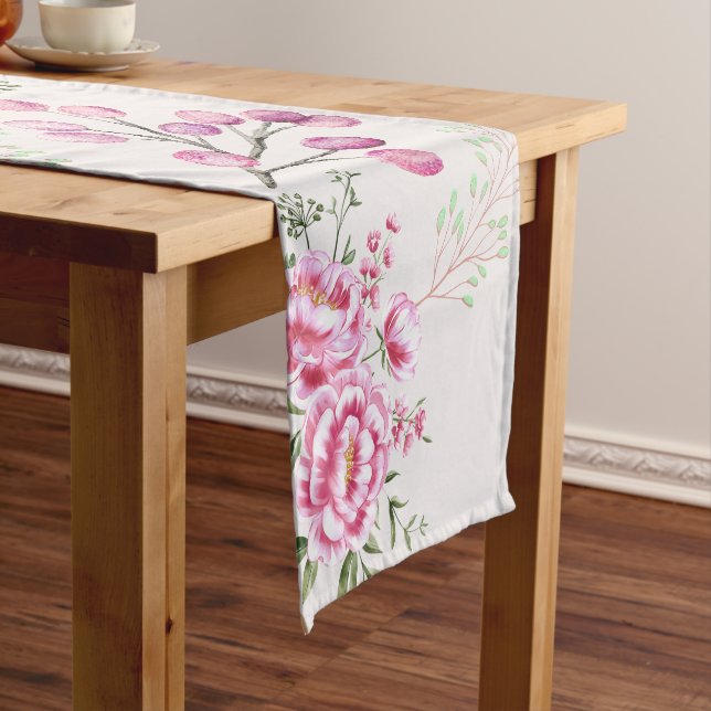 Rose Flowers Modern Design Short Table Runner (In Situ)